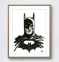 Laeknapes Batman Portrait 12×9 Original Abstract Paper Decor Painting Artwork