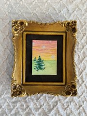 ACEO Original landscape art, Mixed media mini painting~ Light Begingings