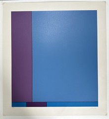 LUDWIG SANDER SIGNED untitled geometric Purple Blue print 69 /90 1972?