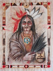 modern contemporary ethnic art painting canvas print indian men portrait shaman