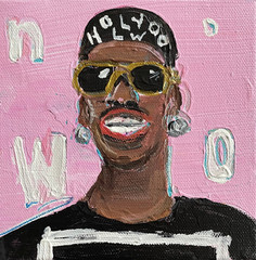 Dennis Rodman NWO Wrestling Painting Acrylic on Canvas 6×6 Sergio Santos