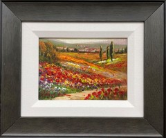 Robert Lui „Path by the Poppyfield“ Signed &Embellished Impressionist Giclee Art