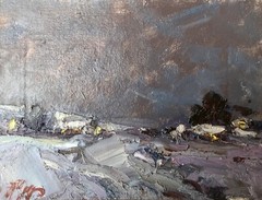 Oil Painting Winter Evening Cherednichenko A. Unframed Original Art nAAA2689