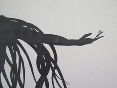 50×70 cm Signed Drawing Cristina Bullio Female Portrait Black Hair c5