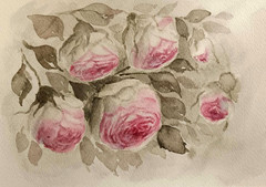 Flowers PINK POSES Original Artwork Modern Painting Floral Landscape Art Gift A5