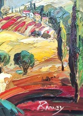 Italy Tuscany Impressionist Landscape Countryside Acrylic Painting Framed 13×17
