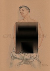 Original drawing A4 Art Colored Pencil painting male on kraft paper 146 DISCOUNT