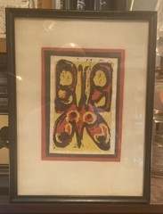 Vintage expressionism painting „butterfly“ by Terry Stapler 1968- 12 3/4 x 9 3/4