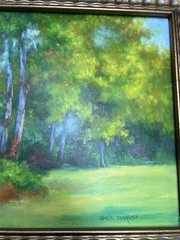 Oil on Canvas Painting Impressionist Colorful Trees in Forest Karla Runquist