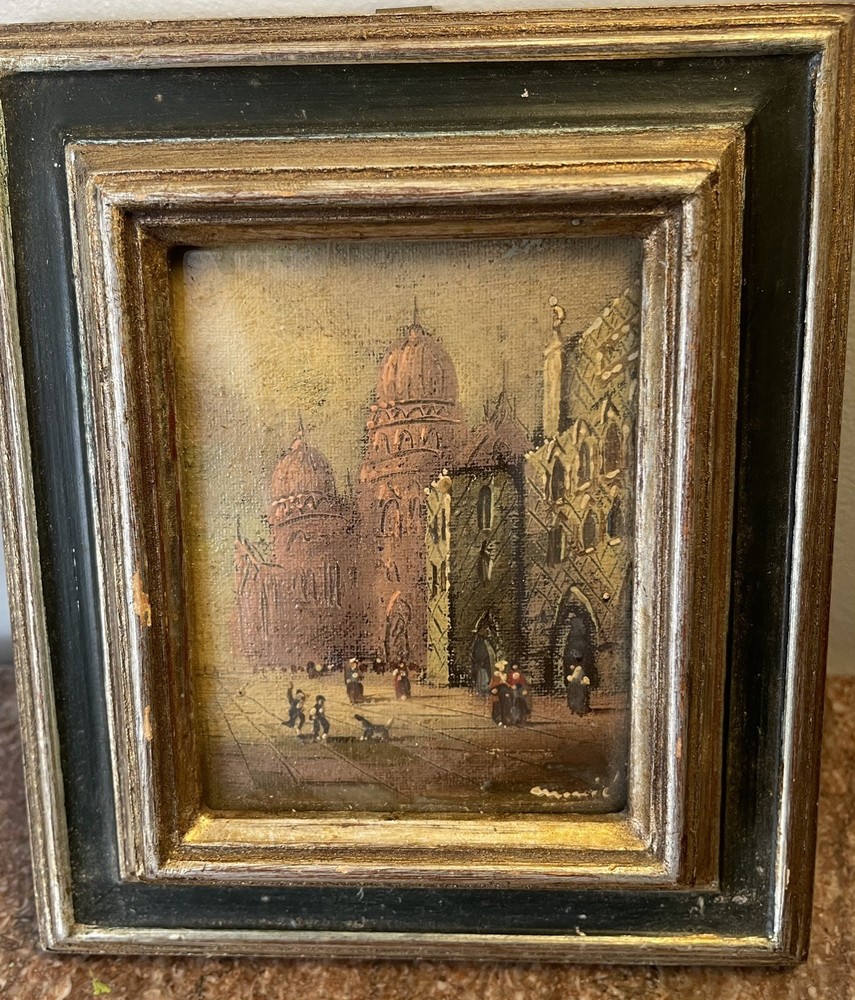 VINTAGE SIGNED MINIATURE ORIGINAL OIL PAINTING