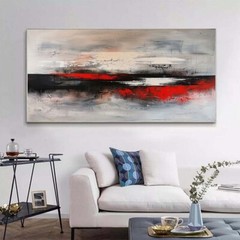 Black Red Large Wall Art Paintings Hand Painted Abstract Oil Painting on Canvas