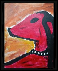 Expressionism/Abstract 11×14 Little Red Doggie Original Colorful Painting
