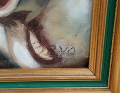 Vintage Oil Painting on Canvas GYPSY GIRL WITH JUG Framed mid century