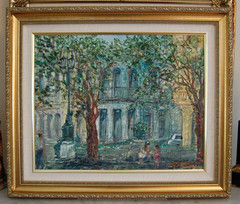 ORIGINAL FRAMED OIL PRADO BOULEVARD SCENE OLD HAVANA, CUBA ARTIST: HECTO VIDAL