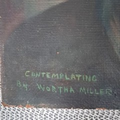 Vtg Painting Portrait Black African American Man On Board Signed Wortha Miller