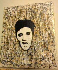 elvis presley handmade painting oil+acrilic on canvas signed