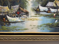 Mid Century Modern Asian Thai Impressionist Oil Painting Signed Thong Dee