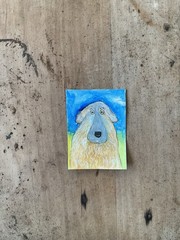ACEO By Kenna Watercolour Painting Dog Sheep Dog 2.5” X 3.5” Signed Original ATC