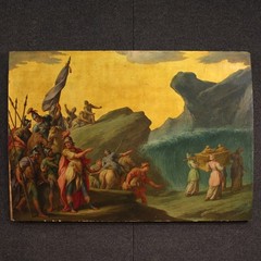 Antique painting gold oil on panel Italian artwork art religious 18th century
