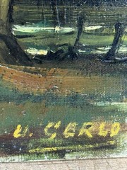1935 Original Urbain Gerlo Oil On Canvas Belgian Winter Haystacks Signed