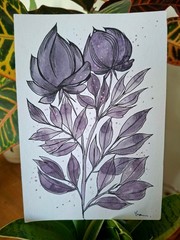 Abstract Floral Original Watercolour Painting 21 x 14 cm/ 8.26 x 5.5 in