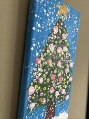 Christmas Tree,5/11/1 Original acrylic Painting On Wood,holidays
