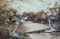 Art OIL Painting HJ DEAN Original Signed Framed Landscape Forest 18″ x 15″ JDL-1