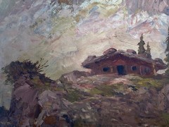 VTG Alpine Landscape OIL Painting Alps Switzerland Germany Austria ART 1950s