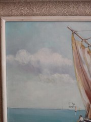 Marine P. VOLODTCHENKO Painting Oil On Isorel Animated ‚Fishermen‘ Circa 1950 🎨