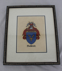 Vintage MacKenzie Coat Of Arms Hand Painted Scottish Clan Art Framed 11×12