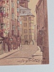 Vintage Watercolor Signed By Austrian Painter Joseph Ritter Pfarrgasse Austria