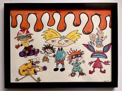 Original 90s Nickelodeon Characters Watercolor 16×12 Framed