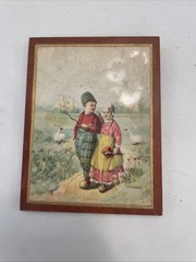 Dutch Wood Print Painting Hanging 4.5 in Tall 3.5 in Wide