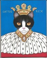 Cat King Original Painting in Frame Medieval Style