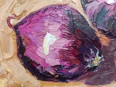 Original Oil Peinting Onions Still Life Kitchen Hand Painted Modern Art 12×8 in