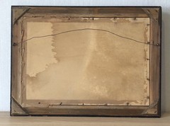 Farmhouse in rural area in Art Nouveau picture frame around 1920 46.5 x 34.5