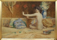 John Sloan Gordon Canadian,1868-1940 Harem Nude Orientalist Watercolor Painting