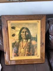 Vintage American Indian Proverb Picture Painting Print by A. Rodriguez 24 X 20
