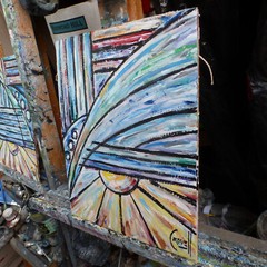 THE DEFINITION OF 8×10 oil painting card panel original art signed Crowell