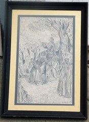 Vintage ink drawing, signed Alvaro Filho, Mexican or S. American