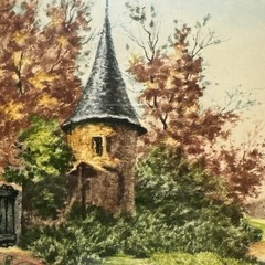 1930’s Print Signed by Martinet “ The Little Castle” Paris Etching Society