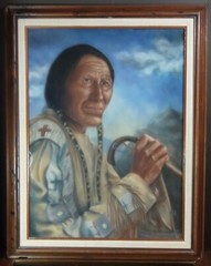 Southern Cheyenne HAYAHIVHA Native American In Beadwork Pastel Painting 24″ x18″