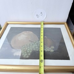 Still Life Fruit & Pottery Framed Art Print Gold Tone Frame Storage Location B-9