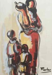 SHMUEL TEPLER (1918-1998) POLAND ,OIL ON PAPER/CARDBOARD