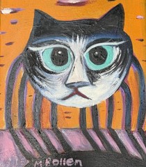Spider Cat Halloween Original Painting MBollen Spooky Fall Mash Up Modern