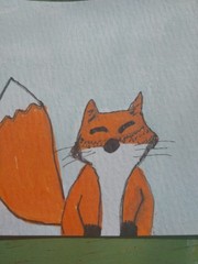 GAT ORIGINAL Impressionism Painting Signed 3×3 Whimsical Animals Fox
