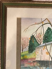 Nice Vintage Valera Ritchie „Sergeantsy Bridge“ Watercolor Painting – Framed
