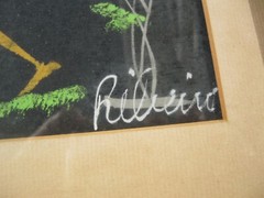 Nigerian African Painting Mid Century Signed