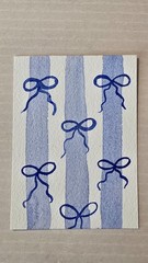 „Coquette Blue Bow Pattern“ cute ACEO art card original by Cassandra Lyon