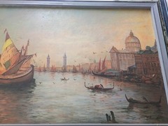 PAUL PASCAL (1839-1905) ORIGINAL FRENCH ANTIQUE VENICE CANAL SCENE OIL PAINTING